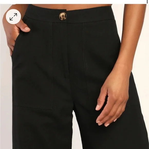 NWT Lulu’s Jet Stream Black High Waisted Wide Leg Pants - Picture 2 of 4